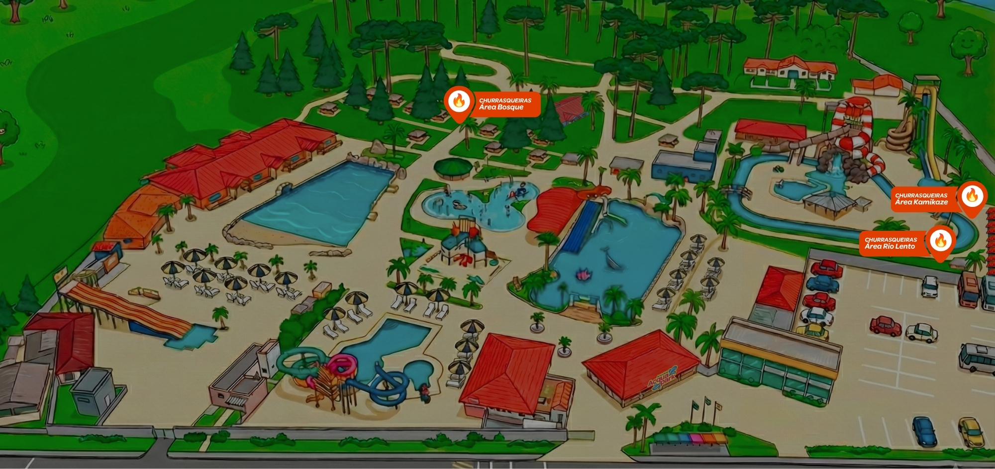 Mapa das churrasqueiras do Araucária Acqua Park